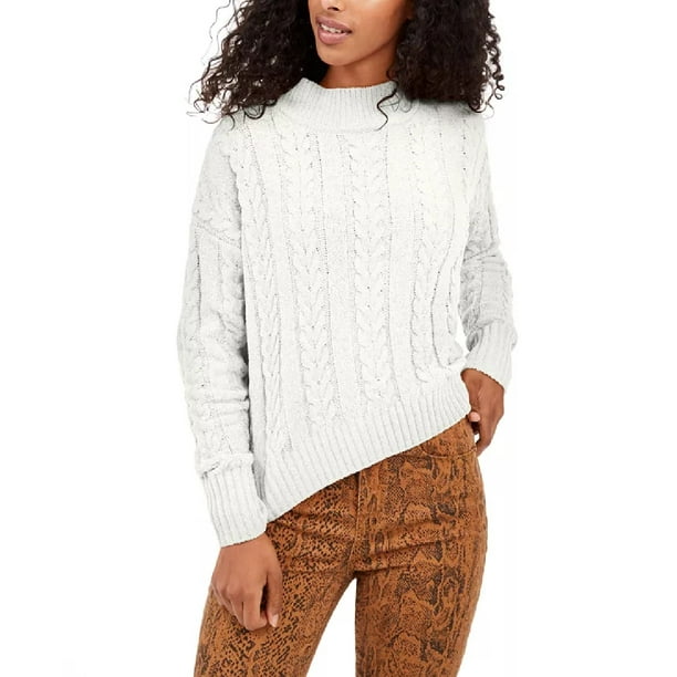 Hippie Rose Womens Juniors Cable Knit Crewneck Pullover Sweater 